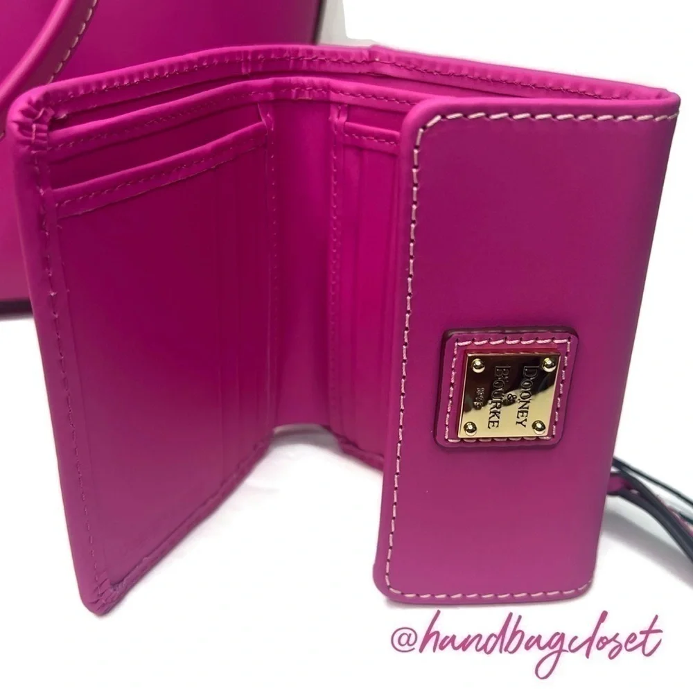Dooney Magenta Fuchsia Pink Beacon Janine Satchel Bag and Wallet Set
